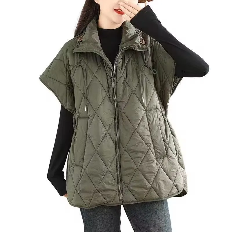 2024 Allentato Moda Donna Gilet Cappotto Autunno Inverno Caldo Giacca di cotone Gilet femminile Outwear Nuova cerniera Lady Giacche senza maniche