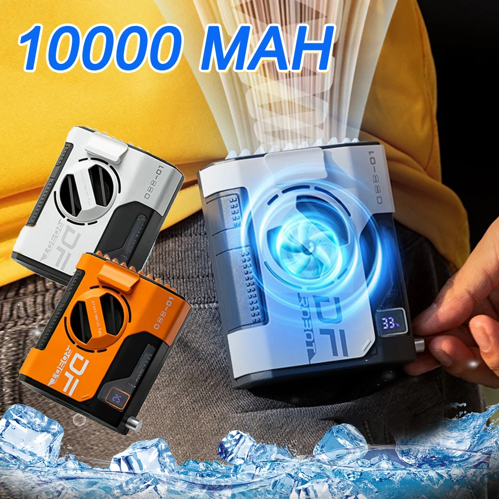 

10000mAh Hanging Neck/Waist Fan Ultra-Light USB Mini Portable Rechargeable Fan For Outdoor Camping Hiking Climbing Running Sport