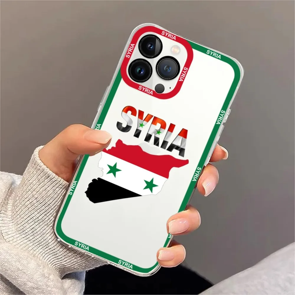 Syrian Syria Flag Phone Case For Samsung S20 S21 S22 S23  Ultra Plus S10 Transparent Border Shell