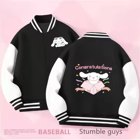Kids Cinnamoroll Baseball Uniform Boys Sweatshirt Hooded Kawaii Sonic Pokemoned Long Sleeve Warm Coat Girls Hoodie
