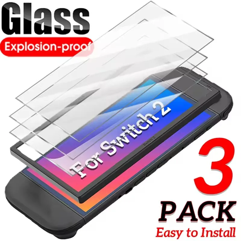 3/1 Stück gehärtetes Glas für Switch 2/Switch Lite/Switch Oled Displayschutzfolie, klare Displayschutzfolie aus gehärtetem Glas