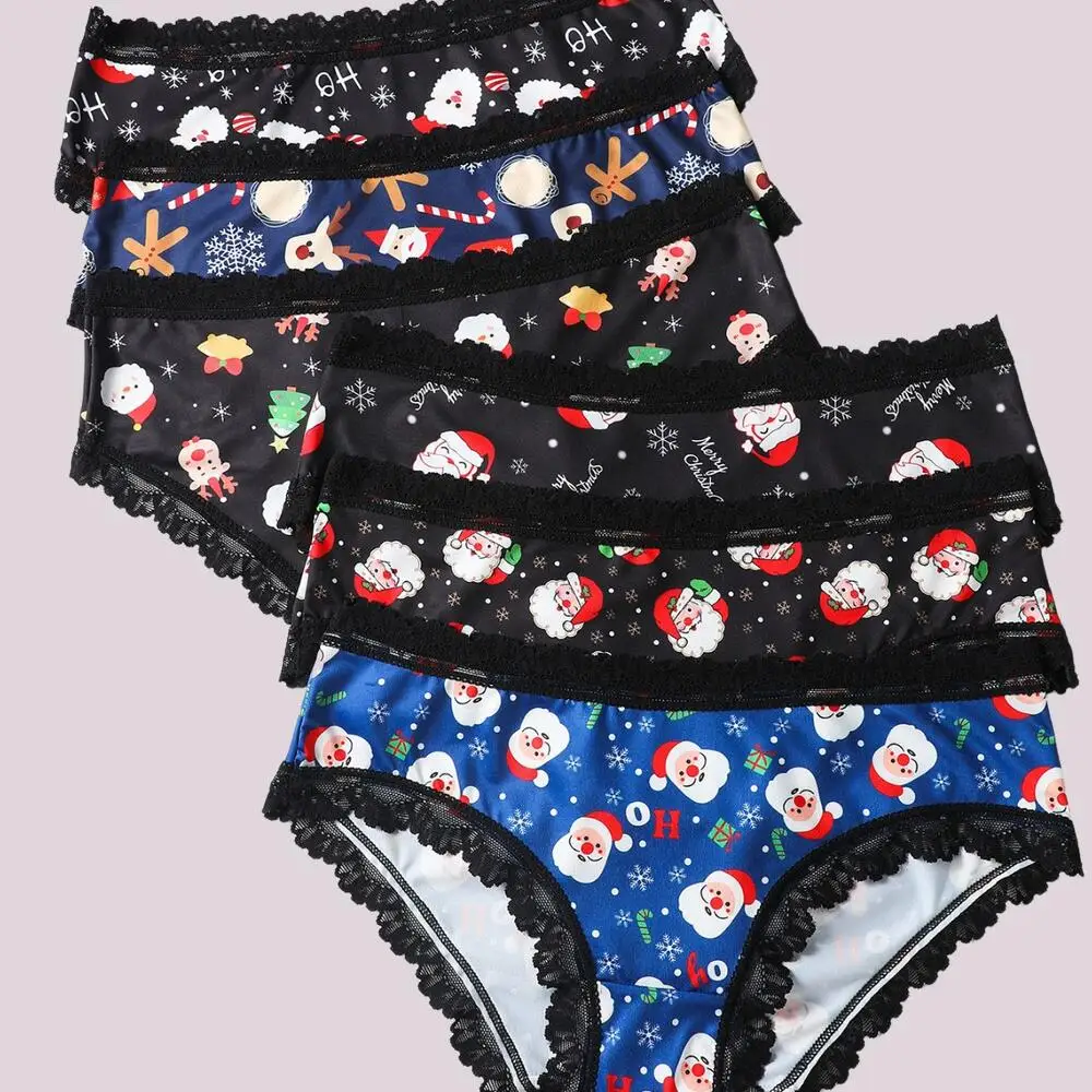 Christmas Style Lingerie Sexy Women Student Sweetheart Women's Pantie Kawaii Sexy Underwear Fashion Girl Skin-Friendly Soft Lace