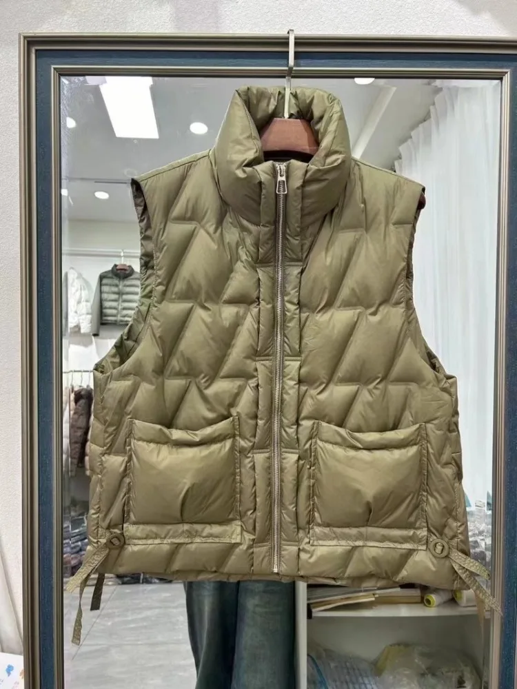 Autumn and Winter New Sleeveless Vest Down Jacket Women 90% White Duck Down Fashion Casual 2024 Women Vest Jacket Coat