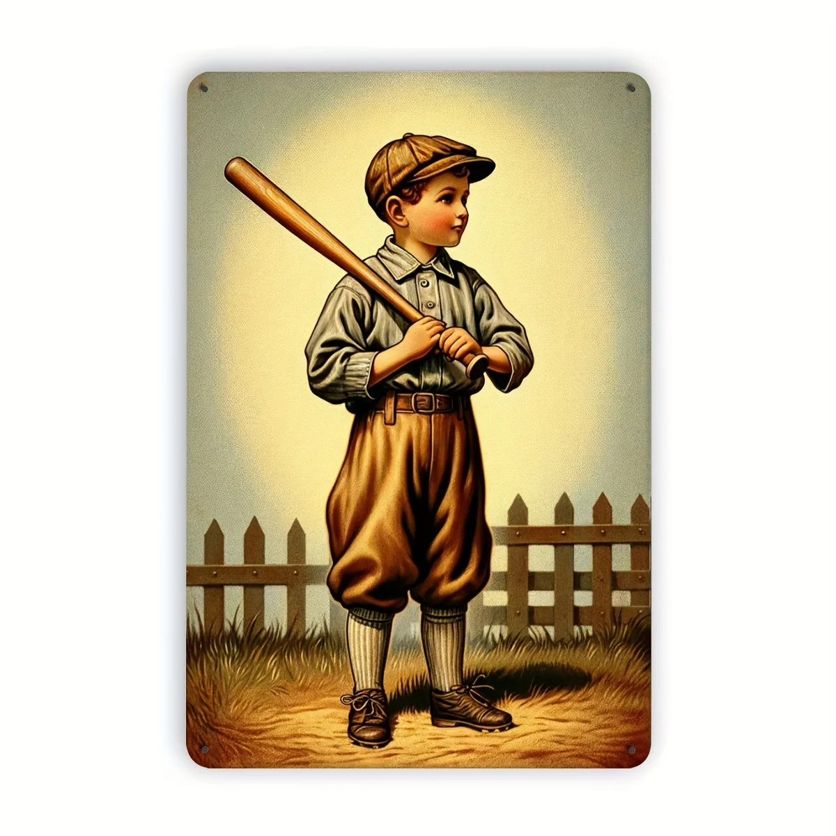 Vintage Metal Tin Sign Wall Art - Retro Baseball Boy Themed Decor for Living Room, Kitchen, Home, Garage, Club & Boy's Room Dura