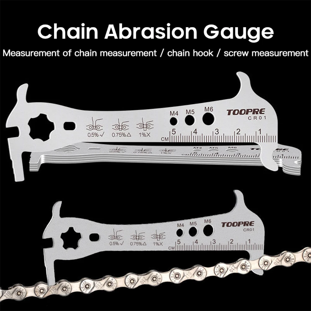 6 In 1 Mountain Bike Chain Measuring Ruler 8/9/10/11/12 Speed Bicycle Chain Abrasion Checker Chain Gauge Caliper Test Tool