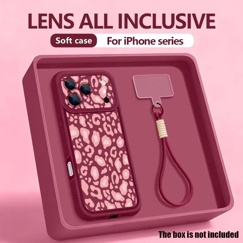 Leopard Printed With Strap Phone Case For iPhone 18 17 Pro Max 17e 16 15 14 Pro Max 13 12 Pro Shockproof Soft TPU Lanyard Cover