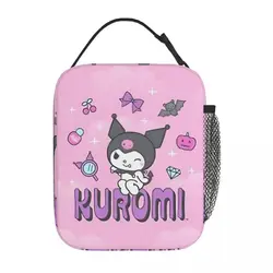 Cute Sanrio Kuromi Accessories Insulated Lunch Bag For Office Storage Food Boxes Portable Thermal Cooler Lunch Boxes