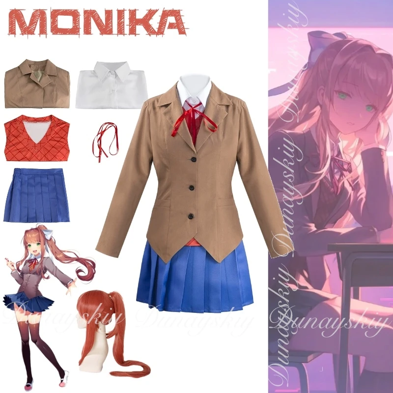Доки Даки Литературный клуб! Игра Monika One Персонаж в литературном клубе с гольфами Красные туфли Косплей Костюм Игровой костюм