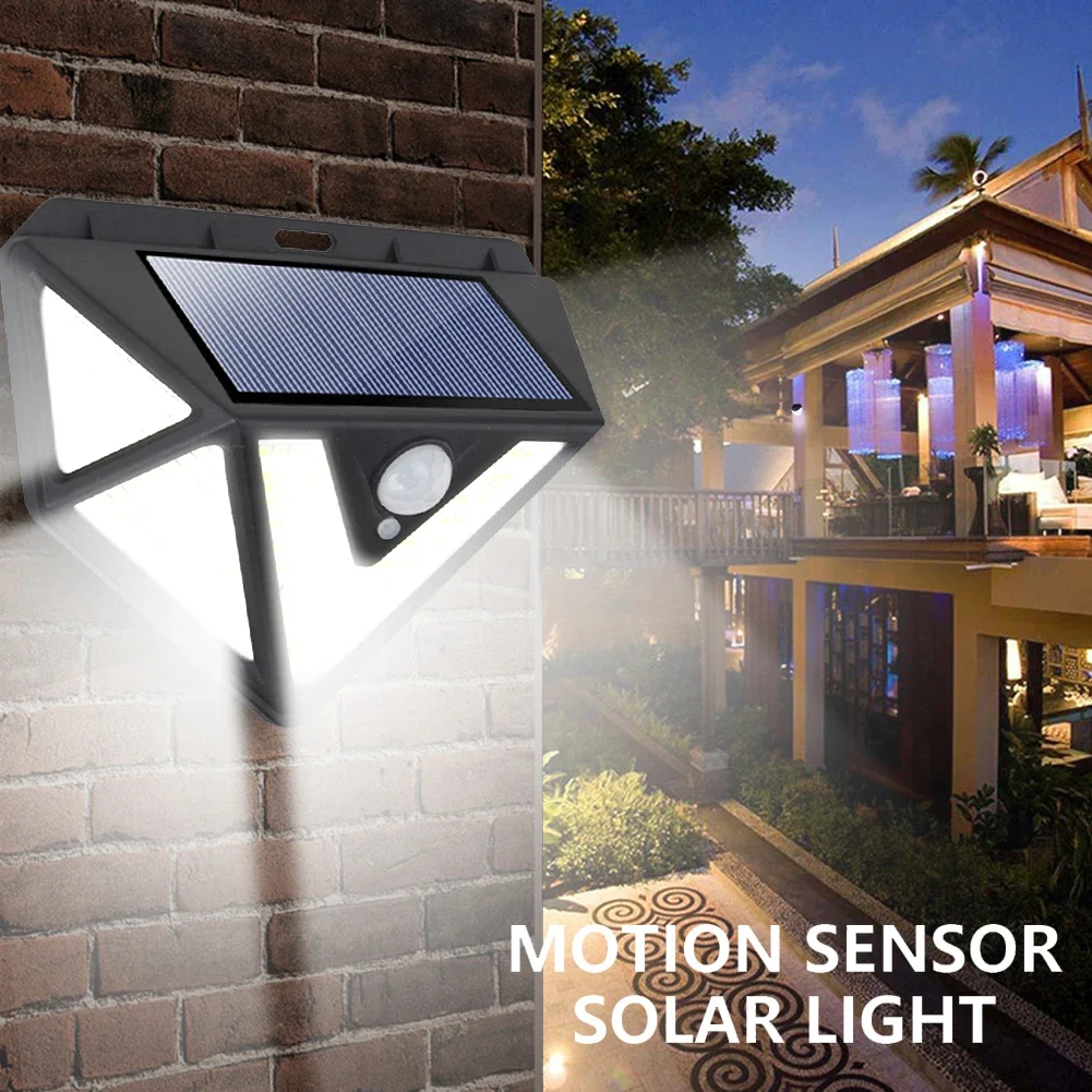 Luz Solar de pared con Sensor de movimiento, iluminación impermeable para exteriores, jardín, patio, decoración, porche, 166LED