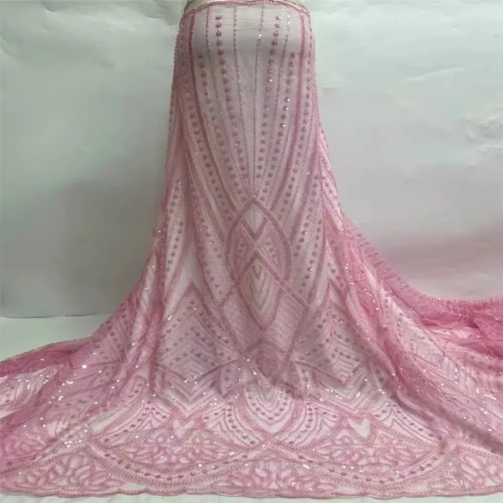 Handmade Bead Embroidery Heavy-Duty Fabric, Auxiliary Lace Bead Tube Embroidery Fabric, Wedding Dress Cheongsam Lace Fabric