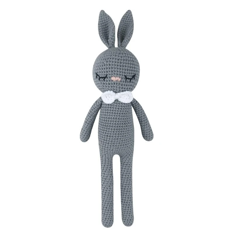 33cm Crocheted Rabbit Stuffed Animals Party Gift Toy Office Throw Pillow 15UB