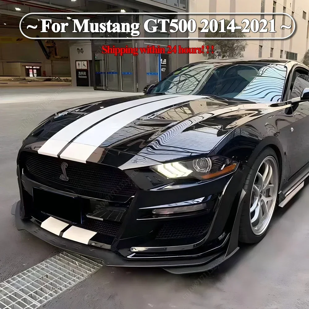 

For Mustang GT500 2014 to 2021 Car Front Bumper Corner Spoiler Black Prevent Collision Front Side Corner Winglet Splitters