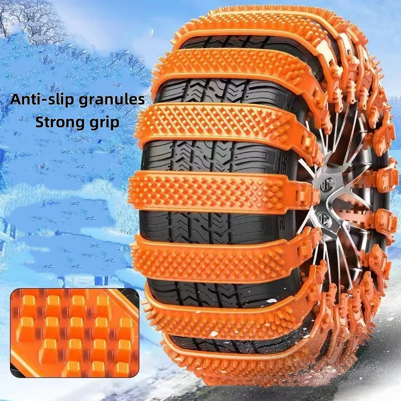 10pcs Car Anti-skid Chains-Universal snow tyre chains for off-road vehicles, cars-No tyre damage design, tie down type.