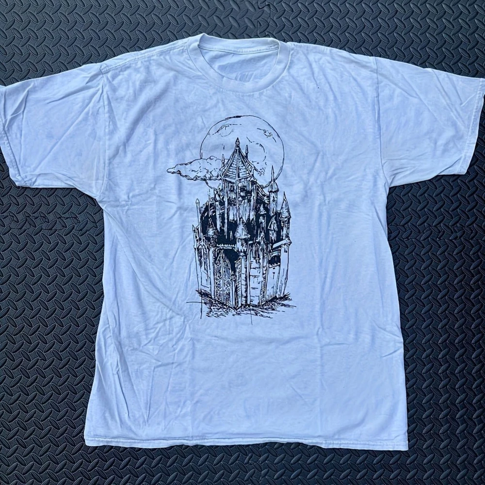 Lil P Eep Lil Tracy Castles White T-shirt Merchandise Gothic Rap Style Featuring The Iconic Castle Logo on The Back Casual