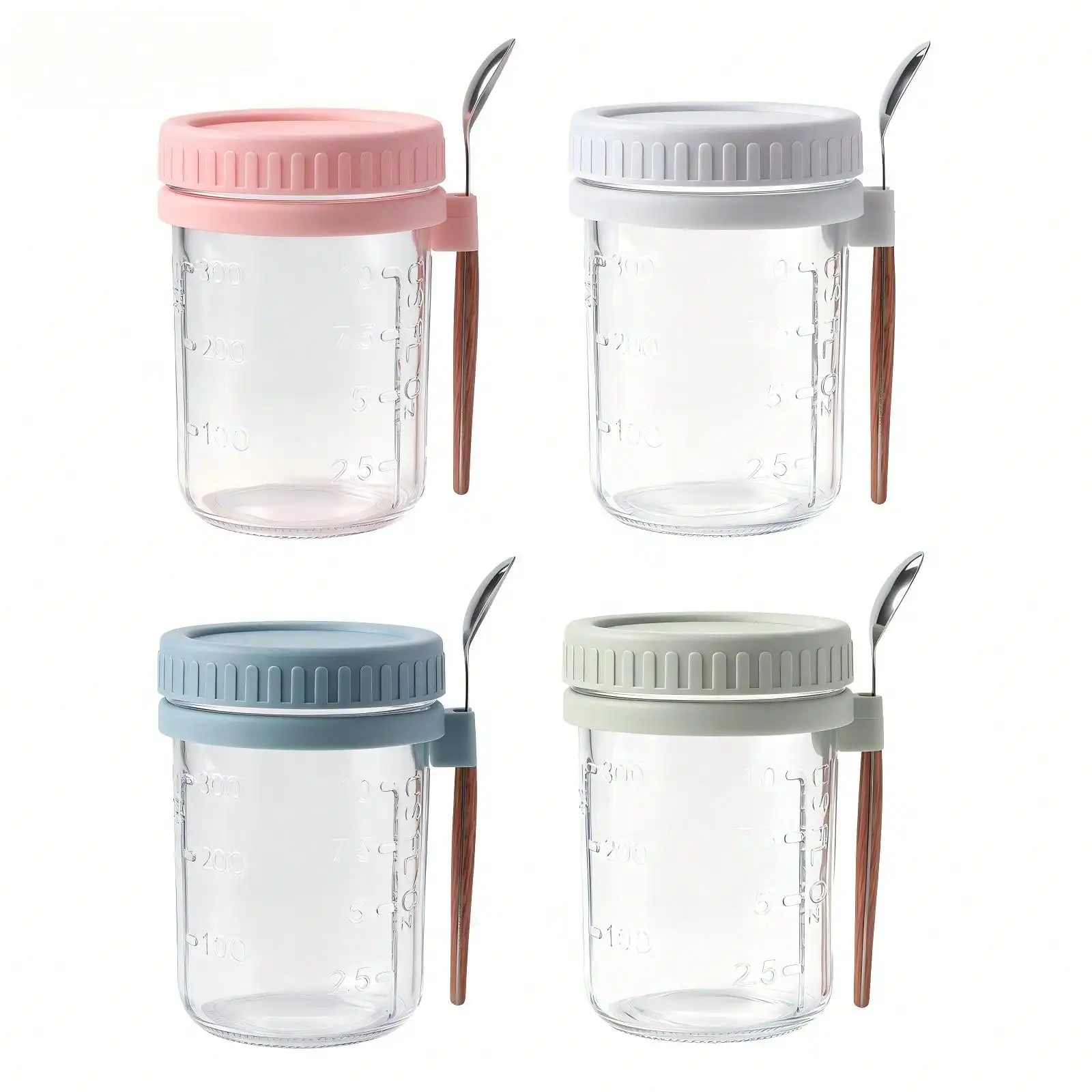 Overnight Oats Containers With Lids, Portable Cereal Storage Cups, Leak-Proof Dessert Cups For Kitchen Organization And Breakfas