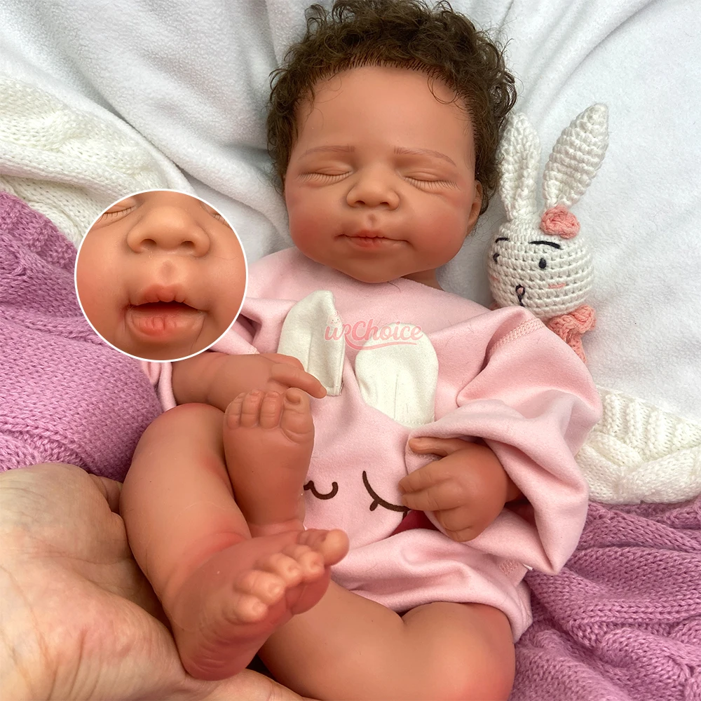 

Realistic Full Silicone Reborn Baby 20inch Can Open Mouth with Rooted Hair Handmade Soft Touch Collectible Doll for Hobbyists