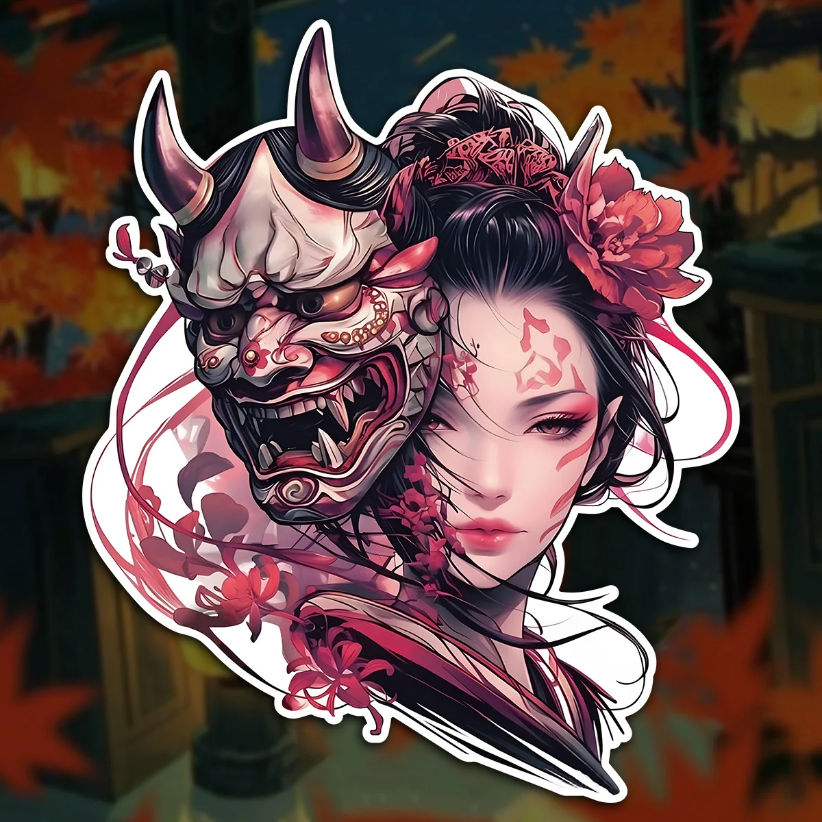 

JDM Geisha Reflective Vinyl Stickers, Waterproof & Durable Decals for Motorcycle, Scooter, Helmet, Fuel Tank & Windshield