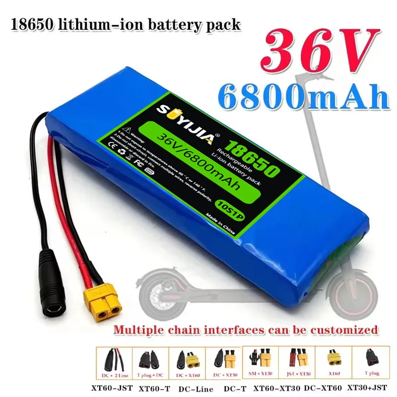 Batterie 36V 100% Authentique, Nouvelle Batterie Rechargeable Lithium-ion 36V6800mAh 10S1P 18650 20A Avec BMS Scooter Et Vélo
