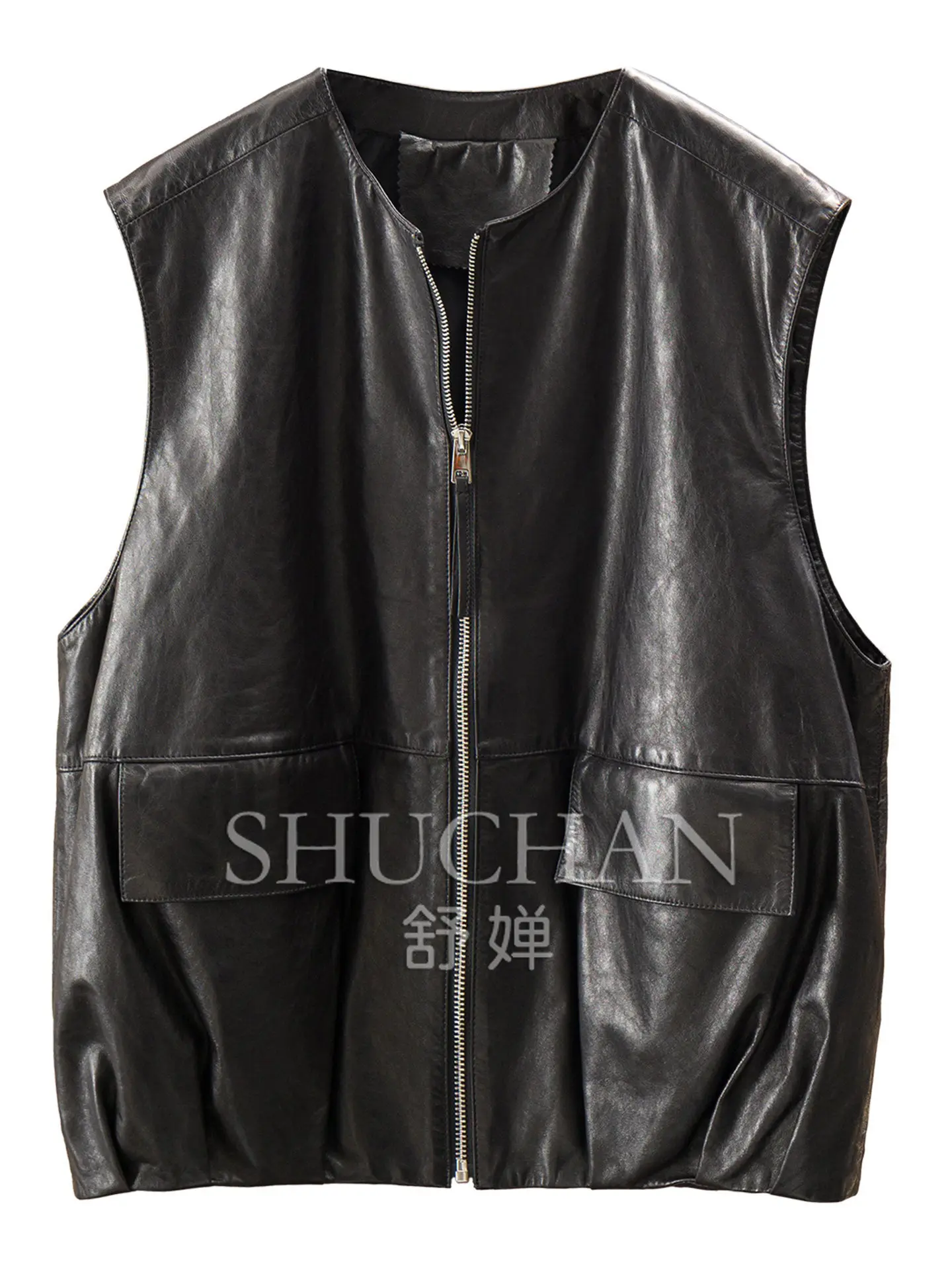 Vegetable Tanned Sheepskin Leather Vest Jacket Women's 80J2 Casacos Femininos Inverno 2026