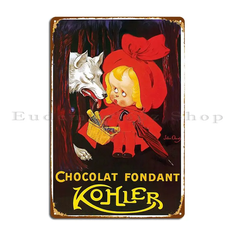 Koyers-Chocolate Vermelho Riding Hood Metal Sign, Wall Decor, Cinema, Clube, Cartaz de Lata Personalizado