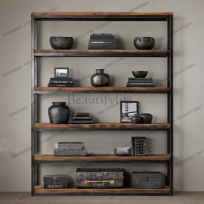 Nordic solid wood bookshelf storage display cabinet baffle finishing rack creative shelf