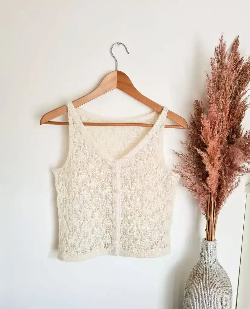 La Chapelle - Sudadera con Capucha de Verano para Mujer, Estilo Francés Retro, Cuello en V, con Tirantes Huecos, Estilo Informal