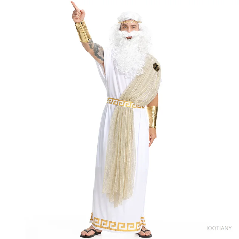 Espectacular Disfraz del Dios Griego Antiguo Zeus para Hombre, Túnica para Juego de Roles, Disfraz de Carnaval, Fiesta de Halloween, Traje de Rey del Olimpo para Adultos