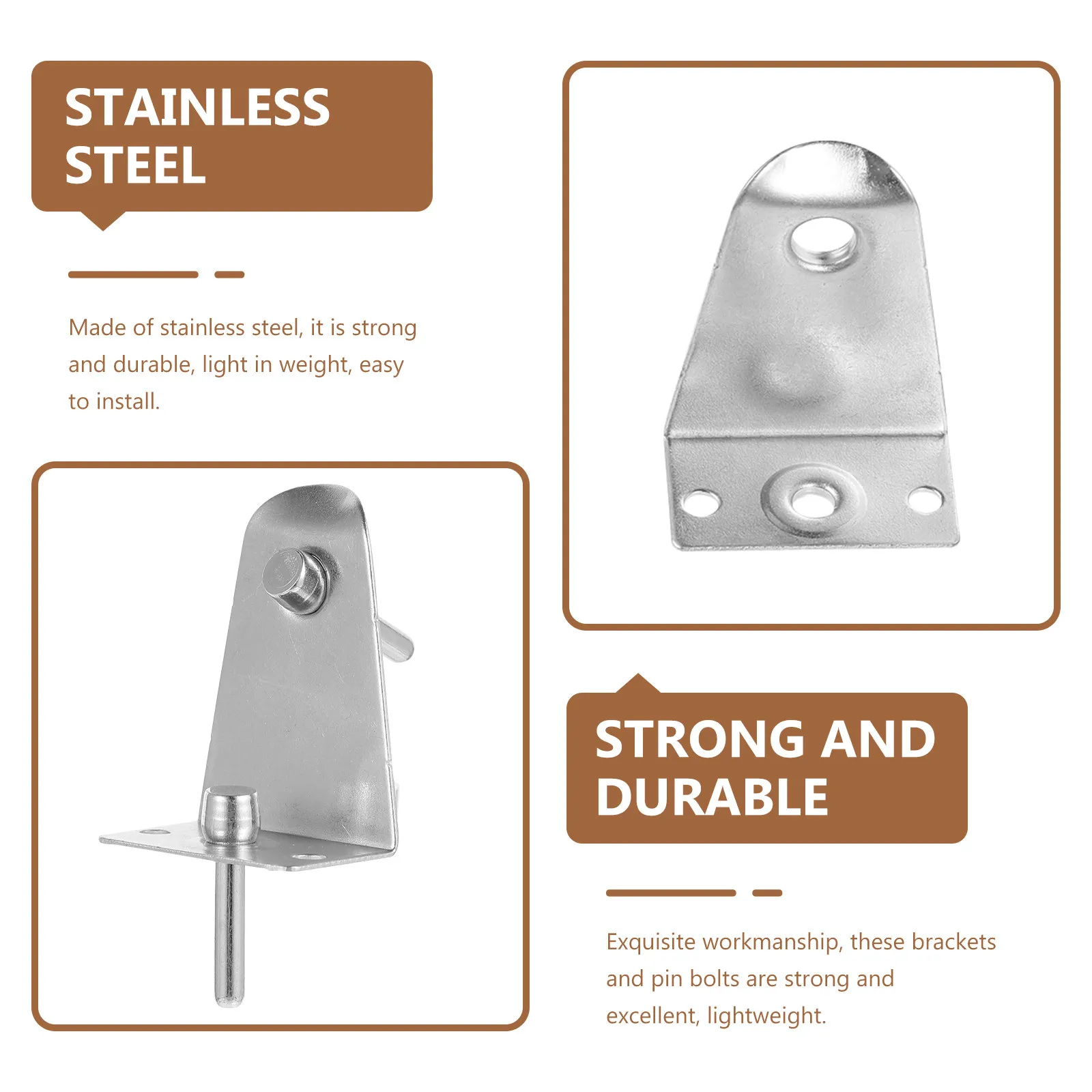 8Sets Stainless Blind Brackets with Pin Bolts Strong Lightweight Fixing Holders for All Types of Blinds Curtains Easy DIY