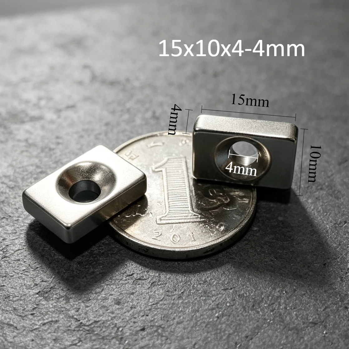 15x10x4‑4mm N35 Square Countersunk Block Neodymium Magnet 4mm Hole Super Powerful Permanent NdFeB Rare Earth Magnetic Magnets