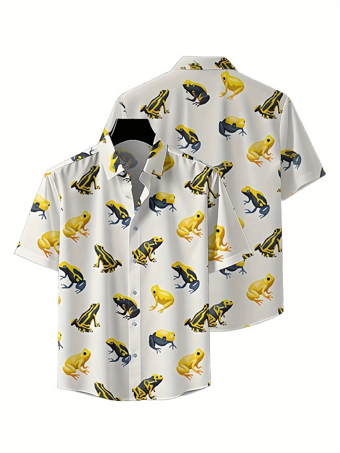 Men's Plus Size Hawaiian Shirts Rainforest Frog Print pattern, Unisex Aloha Shirts,New in Summer Tops Tee,streetwear