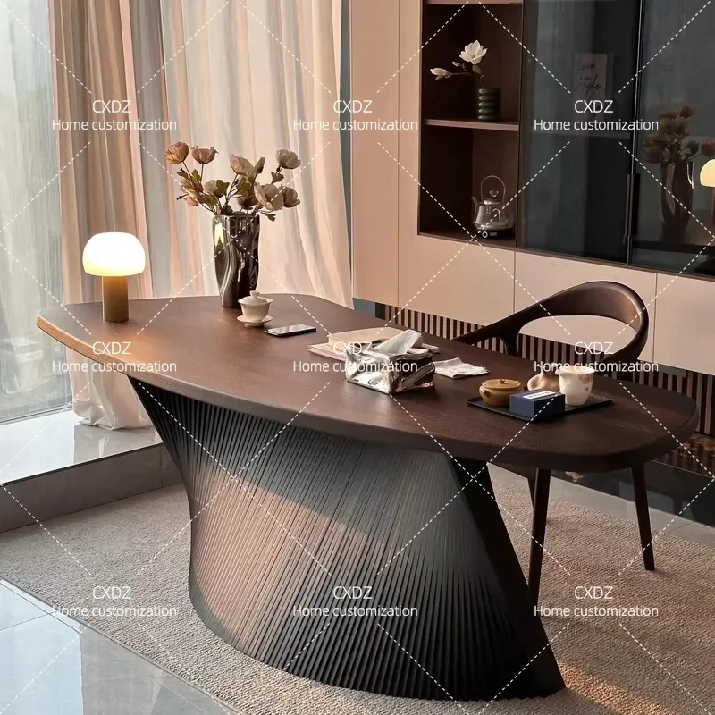 Minimalist Modern Home Desk Boss Writing Table Fan Shaped Calligraphy Desk Special Shaped Tea Table for Living Room Office
