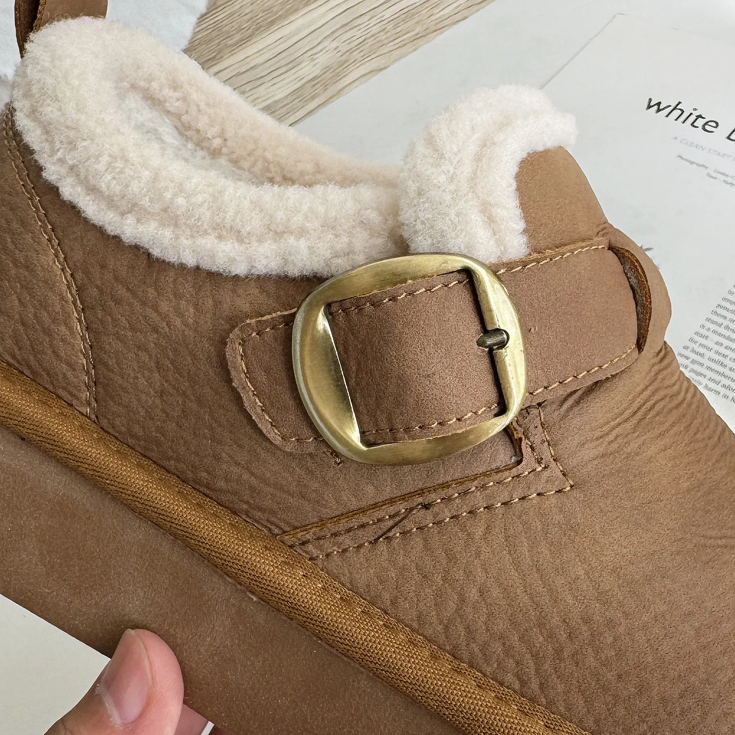 Careaymade-Fashion Wider toe winter plush snow boots thick soles comfortable boots,round toe ugly cute shoes,warm women's shoes 4