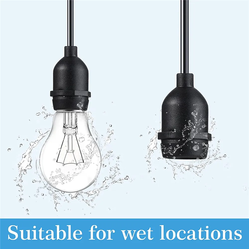 E27 to E27 Vintage Light Socket Extender, String Lights Extension for Backyard, Porch, Garden Indoor Outdoor Garage Patio Use image 4