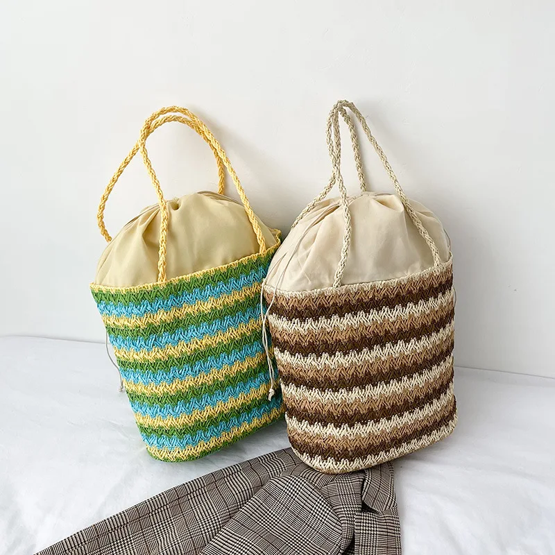 ฤดูร้อนทอขนาดใหญ่ฟาง Retro Casual กระเป๋าถือผู้หญิง2020หรูหรานักออกแบบ Beach Tote 20202กระเป๋าสตางค์กระเป๋าด้านใน