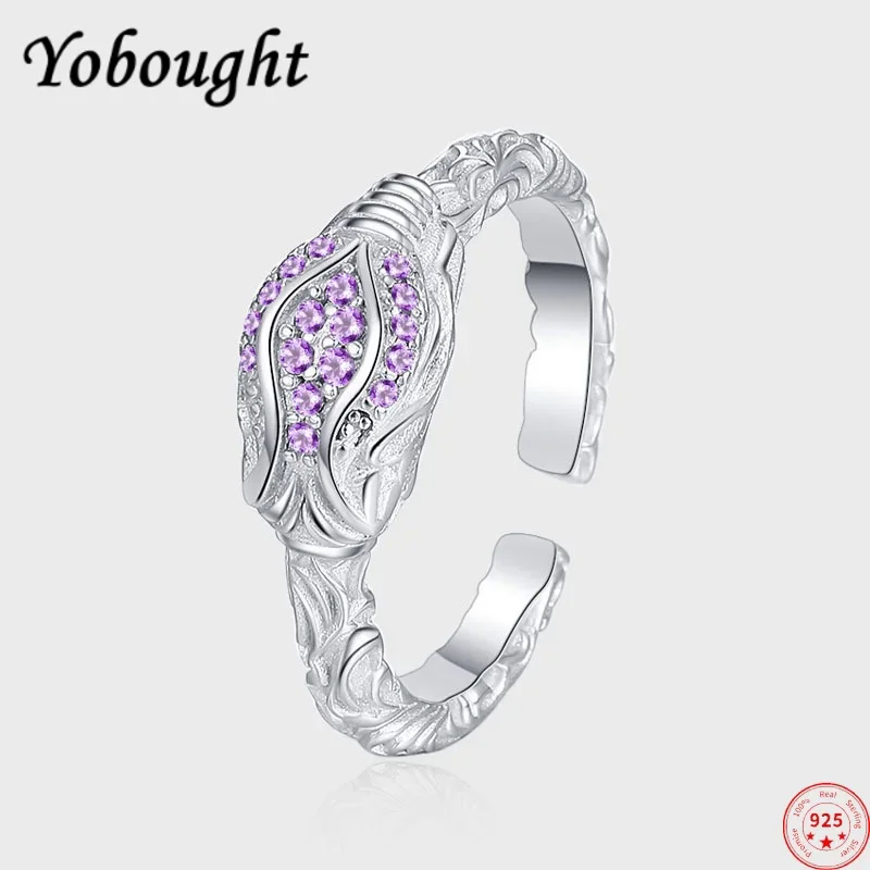 

S925 sterling silver rings for Women New Fashion electroplating platinum eternal rattan purple zircon jewelry free shipping