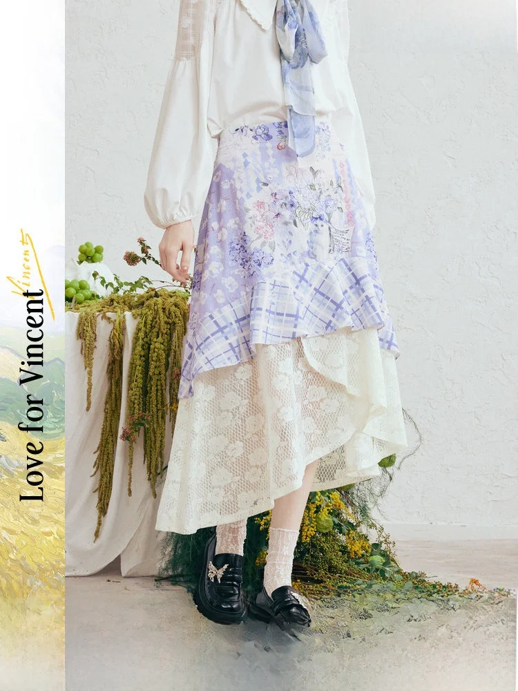 

Новая коллекция Весна 2026: Изысканная юбка с асимметричным кружевным принтом, мягкая, с высокой талией, из полиэстера, без эластана, для свиданий.