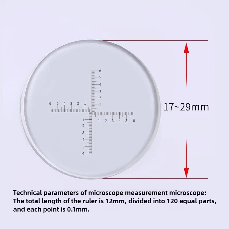 Cross Scale Reticle Microscope Eyepiece Cross Band Scale Micrometer XY Axis 0.1mm Graticule Circle Calibration Slide for 17-31mm
