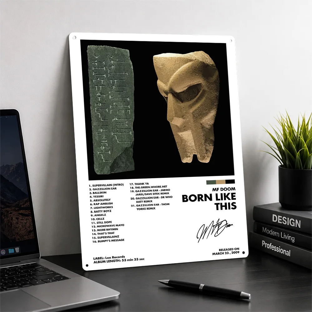 MF DOOM Born Like This Poster Retro 3D Printed Metal Signs Customized Wall Hanging Gift for Wand Deko Decoration Room Tin Sign