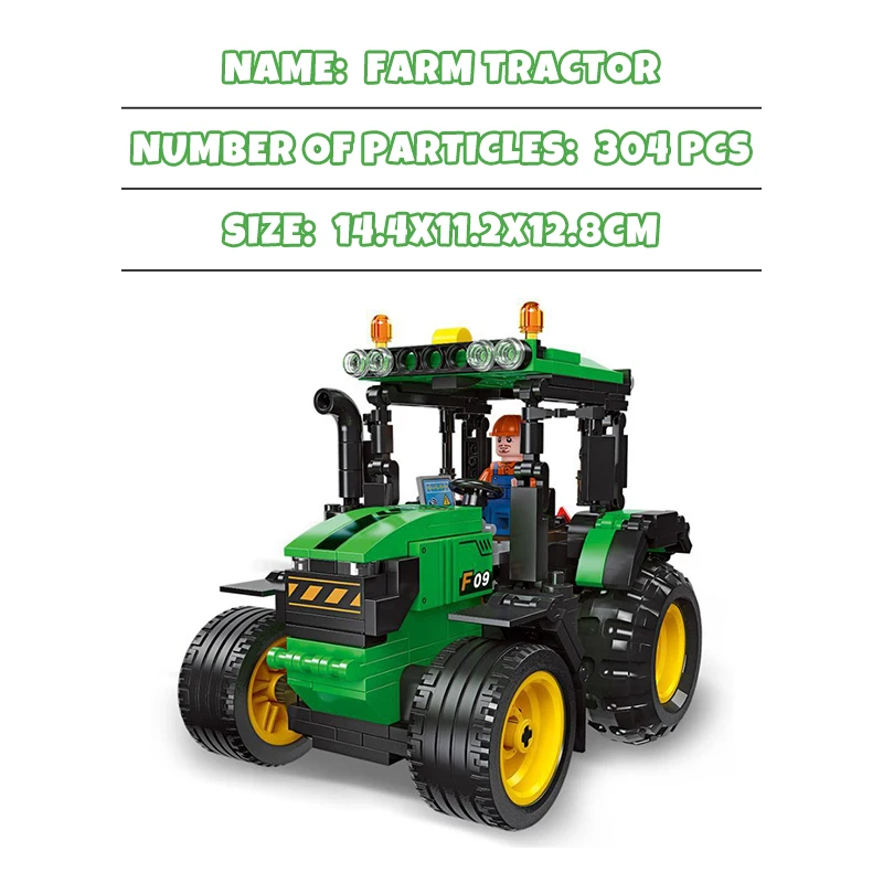 JX57001 New City Creativity Tractor Building Block/Technical Rural Farm Blocks/Kids Toys Baby Adult Gift