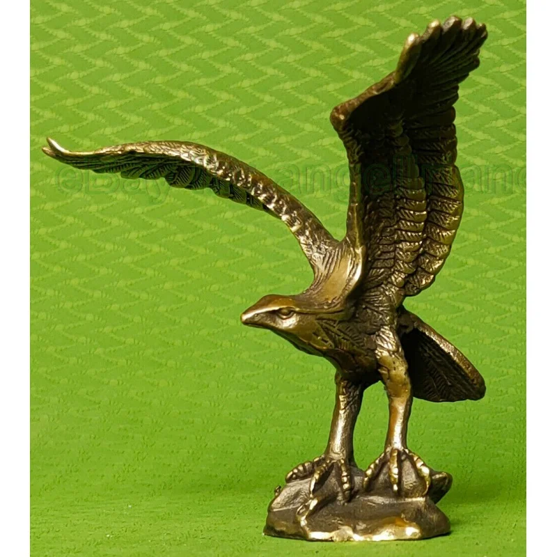 

Asian Old Bronze carved Brass Statue EAGLE/Hawk Figure figurine 4.5inchHigh