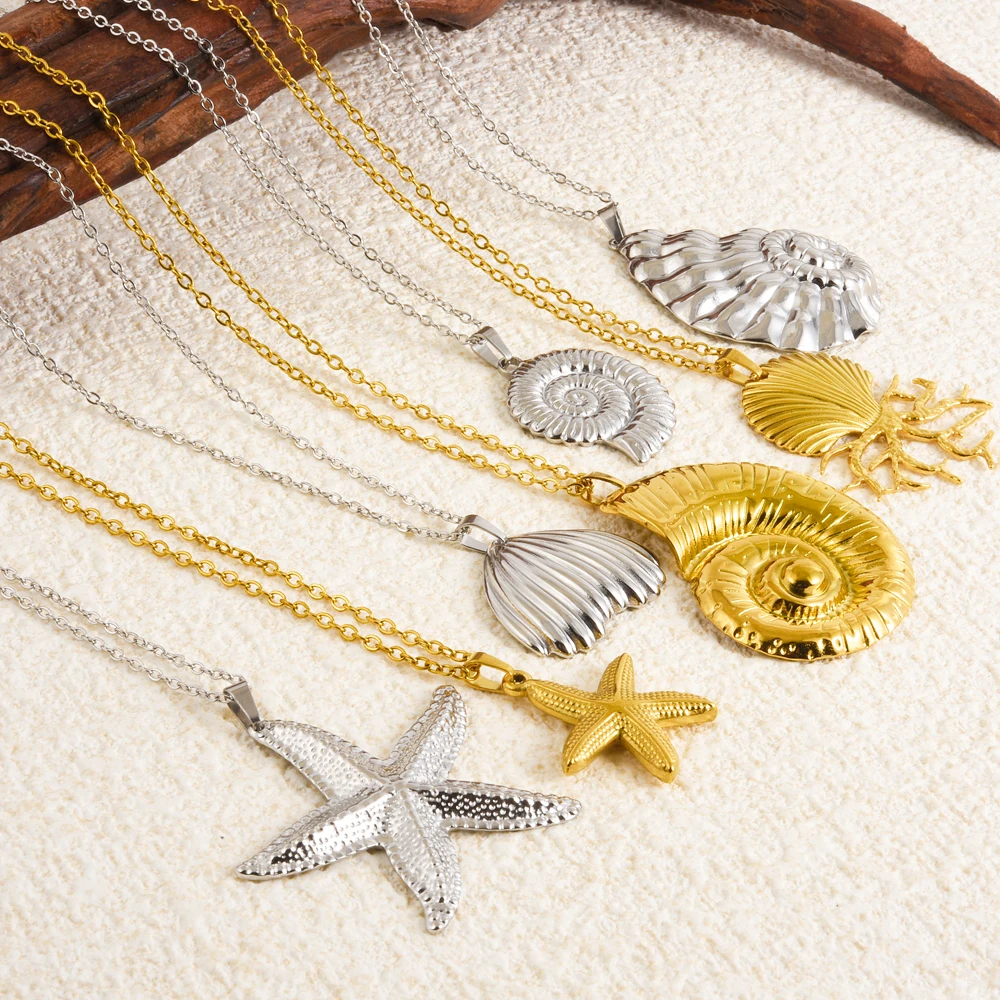 1Pc Stainless Steel Summer Sea Animal Aesthetic Women Grunge Necklaces Cute Ocean Hippocampus Seahorse Pendant Collares Jewelry