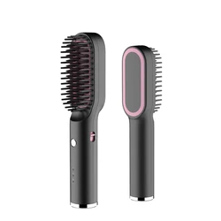 High Quality USB Rechargeable Wireless Negative Ion Straighten Hair Brushes Smoothing Fast Heated Electric Hair Straighten Comb