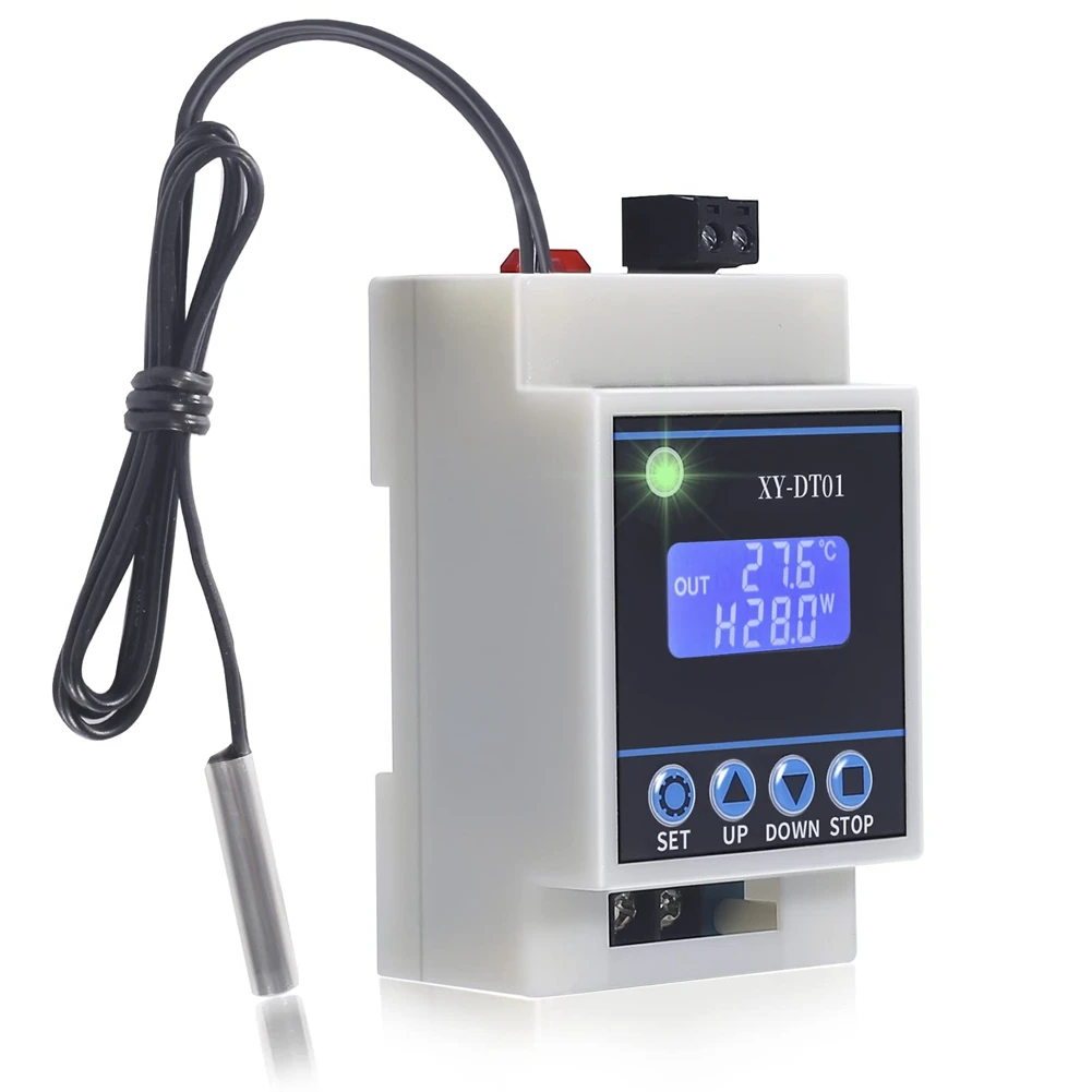 Digital Temperature Controller -40-110°C Digital Micro-Digital Thermostat with LCD Display and Waterproof Sensor Cool and Heat