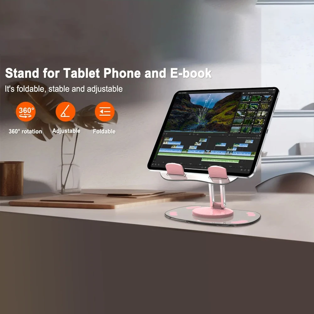 360° rotation Tablet Stand Holder For iPad Pro Adjustable Accessories Soporte Acrylic transparent tablet Universal mobile phone