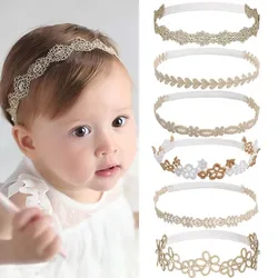 Cute Lace Headband Soft Newborn Elastic Turban Korean Princess Gold Hairband Skin Friendly Sweet Baby Headband Photography Prop