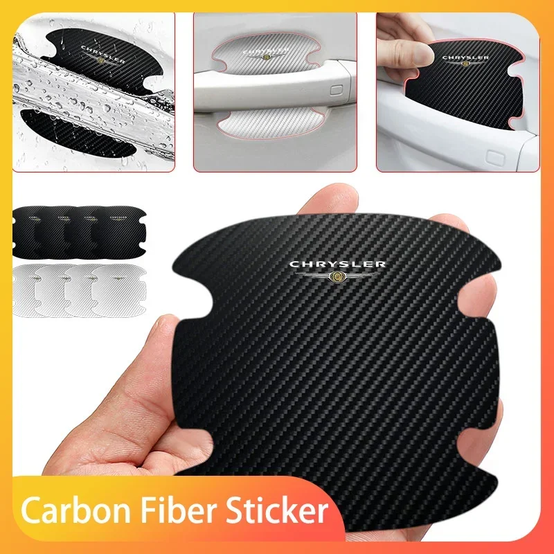 Adesivo para maçaneta de porta de carro, 4 unidades, fibra de carbono, resistente a arranhões, para Chrysler 300c Voyager Town Country Grand Voyager PT Cruiser