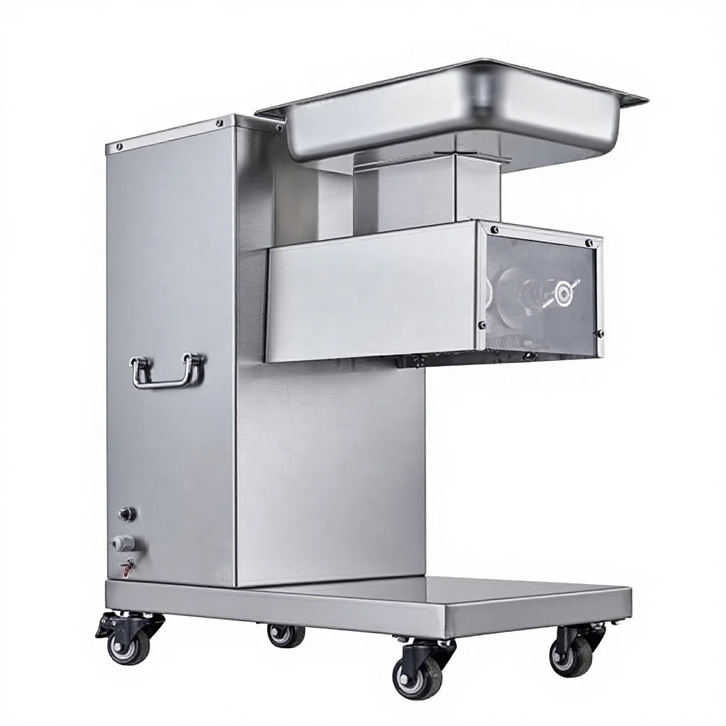 Compact Dual Voltage Stainless Steel Automatic Vertical Meat Slicer Adjustable Blade for Global Market Butcher Shops