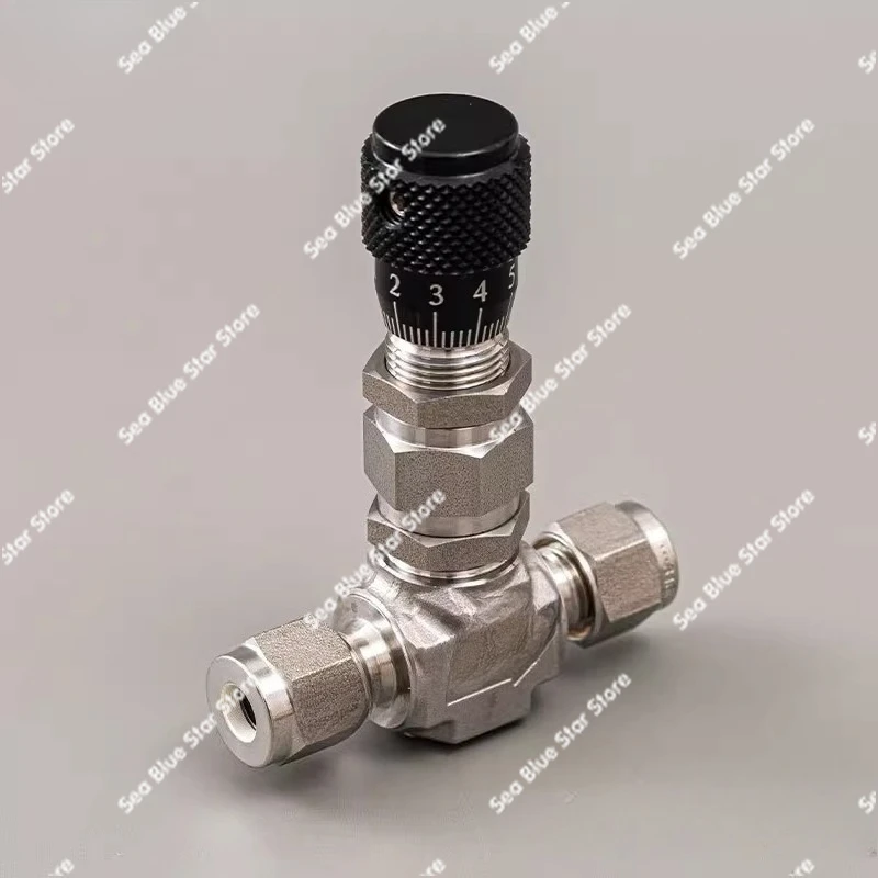 316L stainless steel, series low flow control valve, double card sleeve trimmer valve, black vernier handle