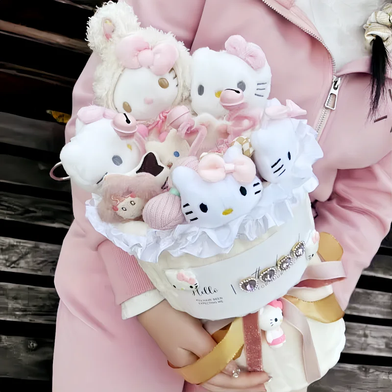 

Anime Sanrio Kawaii Hellokitty Cartoon Plush Doll Bouquet Christmas Girlfriend Romantic Birthday Graduation Gift Beauty