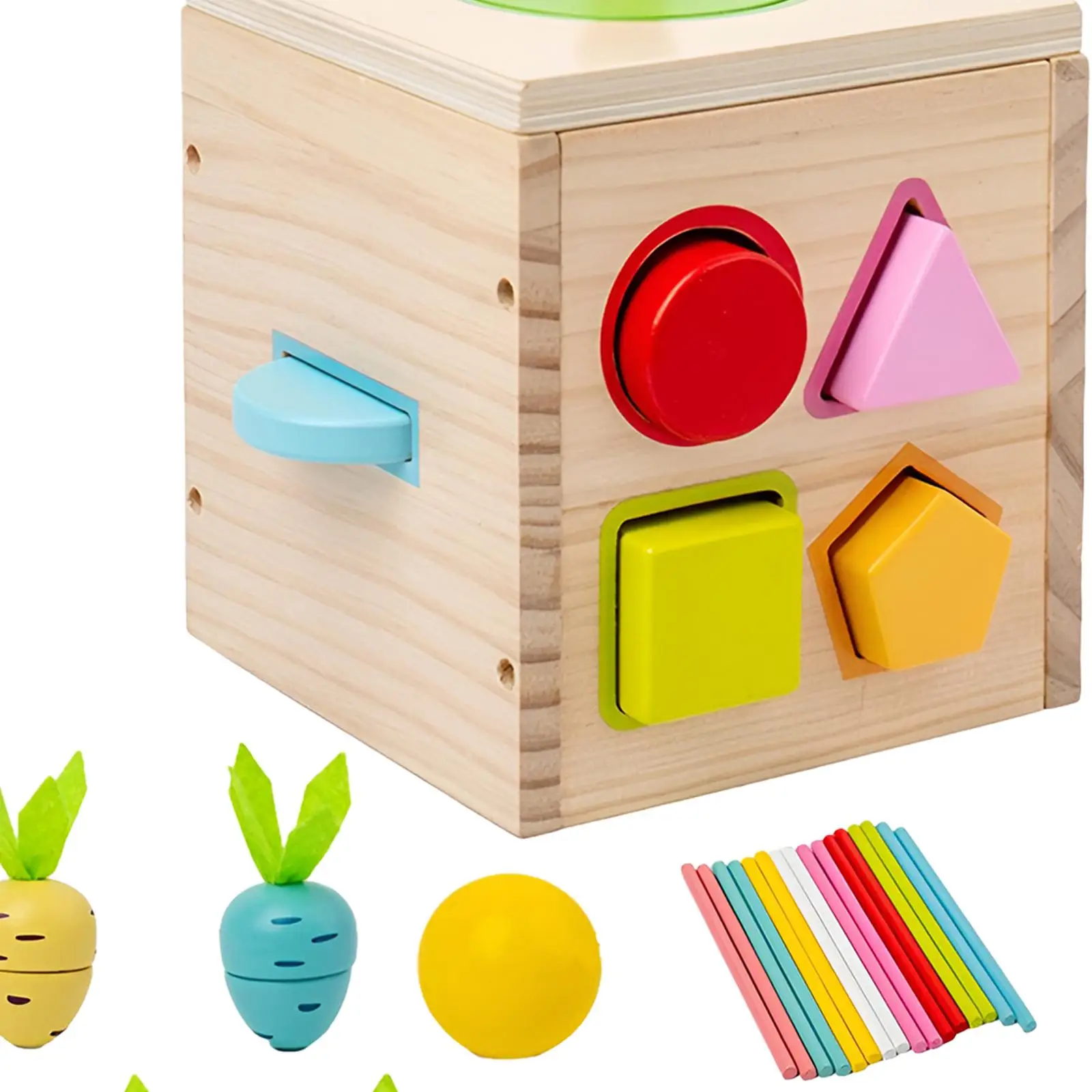 Wooden Activity Center Baby Activity Cube, Montessori Educational Montessori Shape Blocks for Sensory Exploration Activity
